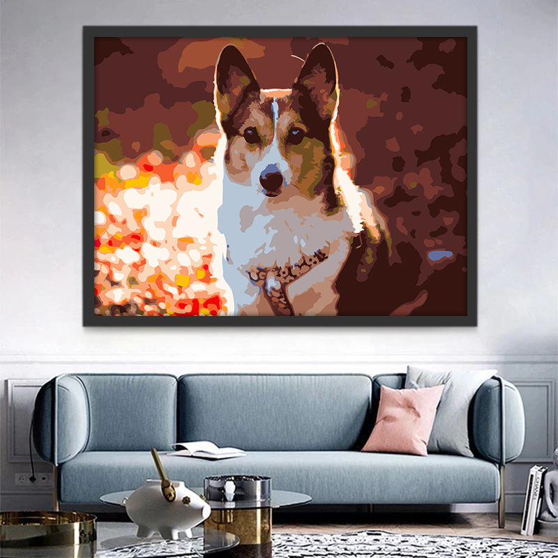 Hond Liggend op Gevallen Bladeren Schilderen op Nummers