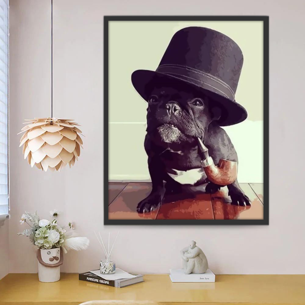 Hond met Zwarte Hoed Schilderen op Nummers