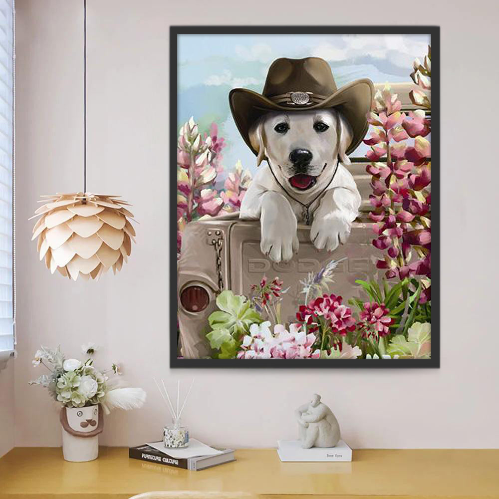 Hond met Zwarte Hoed Schilderen op Nummers