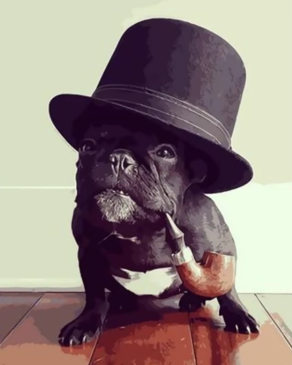 Hond met Zwarte Hoed Schilderen op Nummers