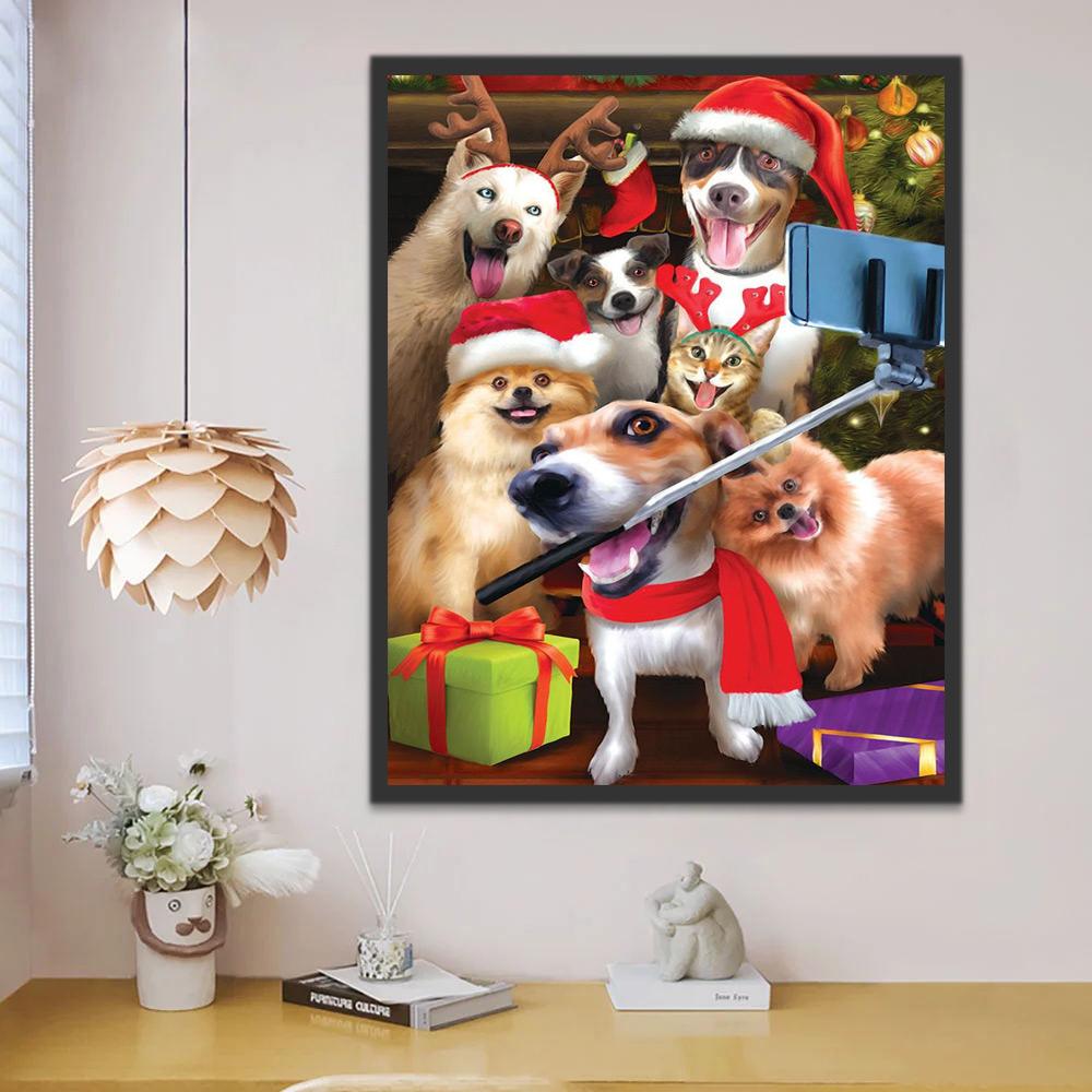 Honden voor Kerstmis Schilderen op Nummers