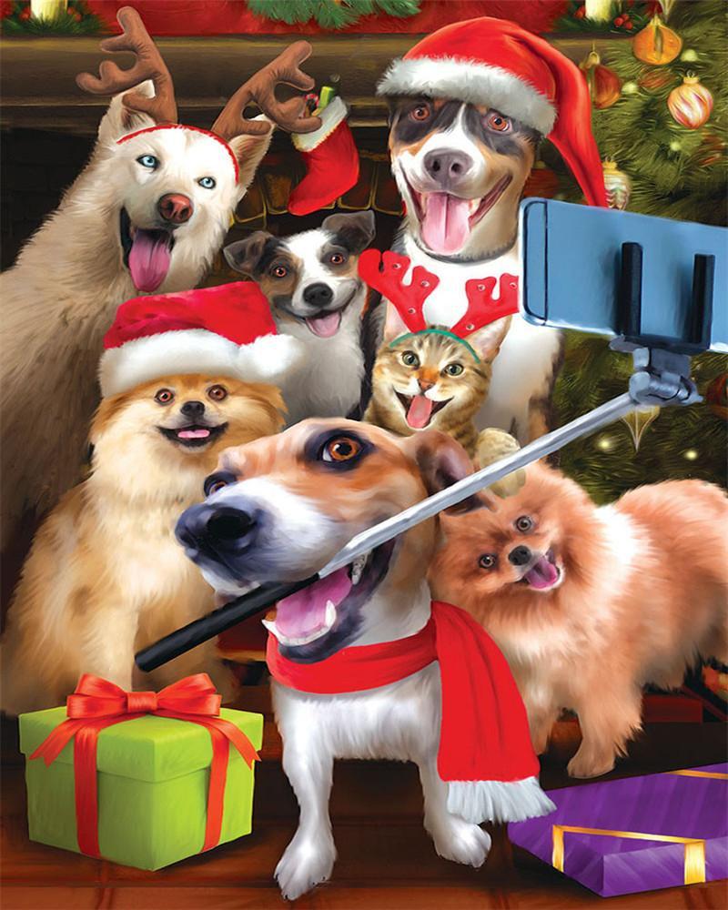 Honden voor Kerstmis Schilderen op Nummers