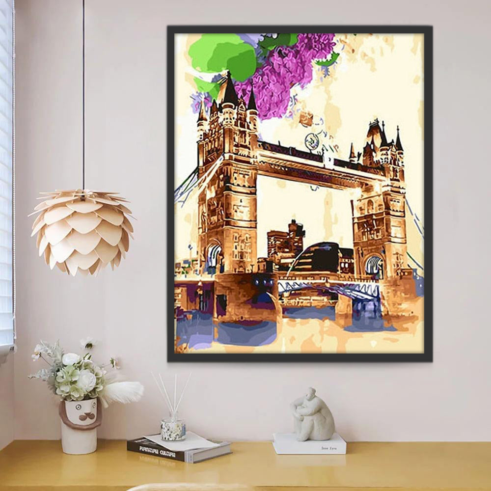 Hortensia's en de Tower Bridge Schilderen op Nummers