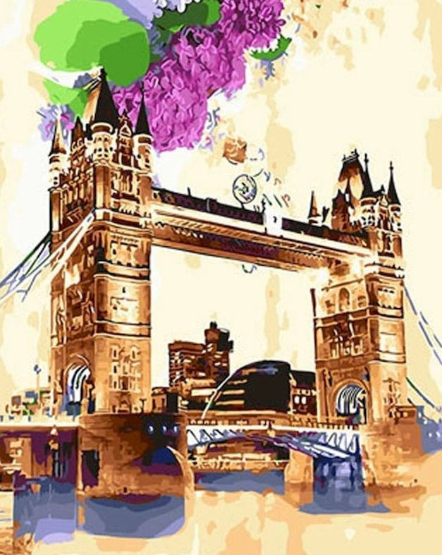 Hortensia's en de Tower Bridge Schilderen op Nummers