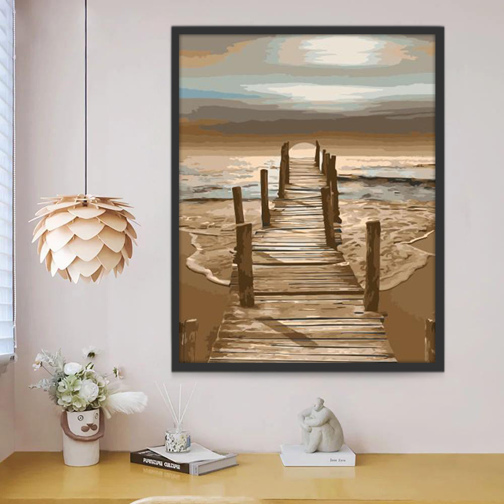 Houten Pier aan Zee Schilderen op Nummers