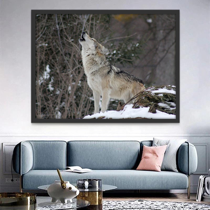 Huilende Wolf in de Sneeuw Schilderen op Nummers
