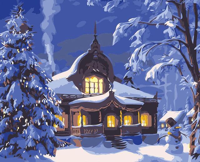 Huisje in de Stille Nacht Schilderen op Nummers