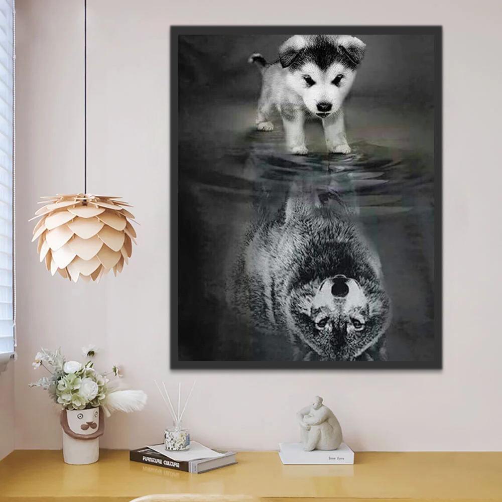 Husky en Spiegelbeeld Schilderen op Nummers