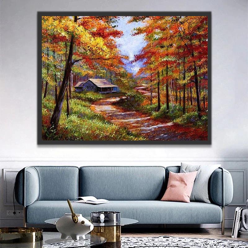 Hut in de Herfstbossen Schilderen op Nummers