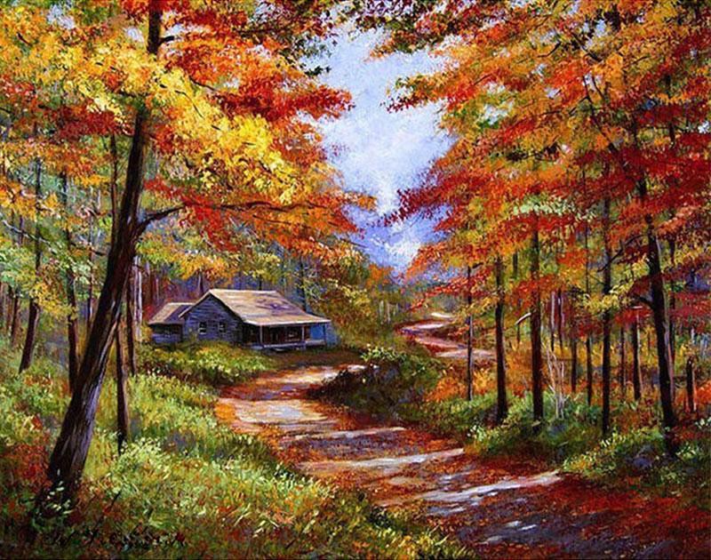 Hut in de Herfstbossen Schilderen op Nummers