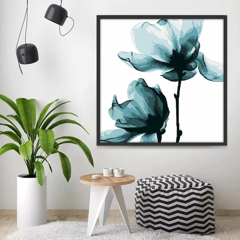 Inktstijl Groene Bloemen Schilderen op Nummers