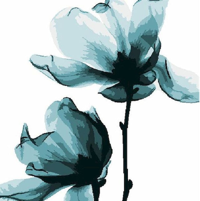 Inktstijl Groene Bloemen Schilderen op Nummers