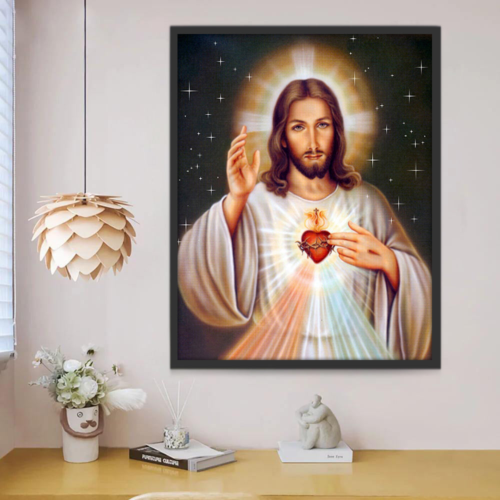 Jezus en het Gesloten Hart Christendom Schilderen op Nummers
