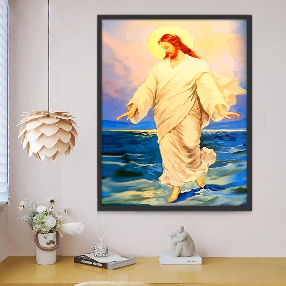 Jezus op Blote Voeten Christendom Schilderen op Nummers