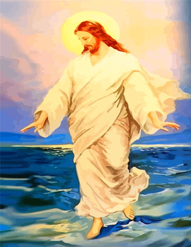 Jezus op Blote Voeten Christendom Schilderen op Nummers