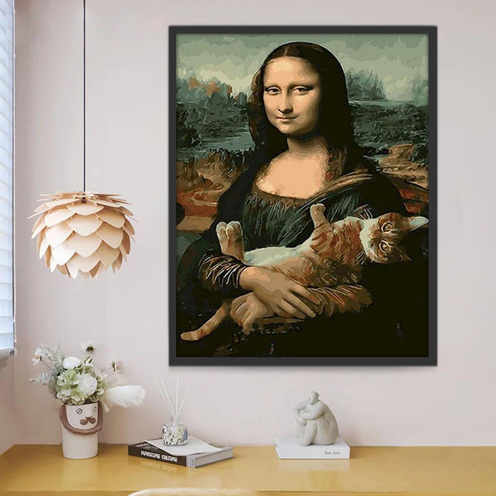 Kat en Mona Lisa Schilderen op Nummers