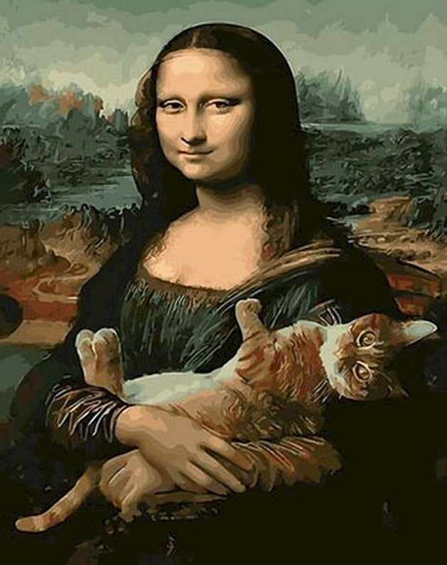 Kat en Mona Lisa Schilderen op Nummers