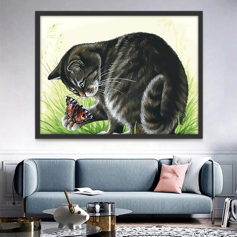 Kat en Vlinder Schilderen op Nummers