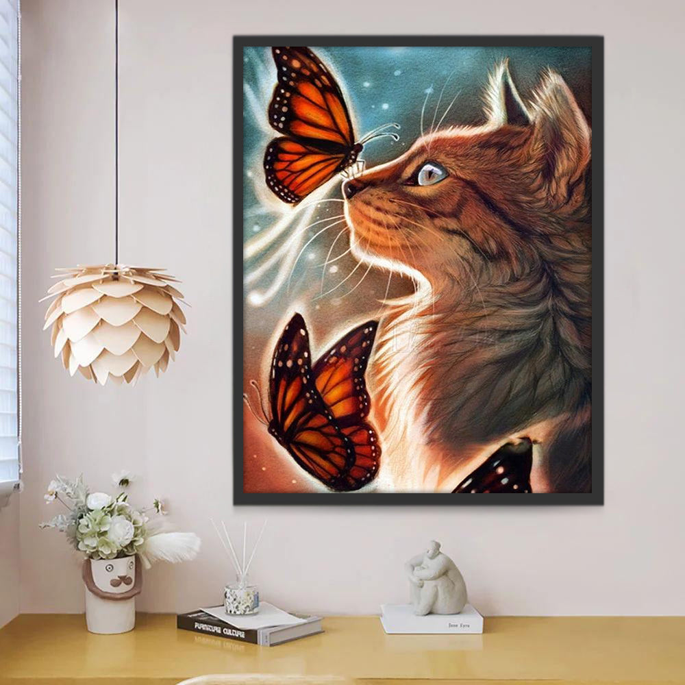 Kat en Vlinders Schilderen op Nummers