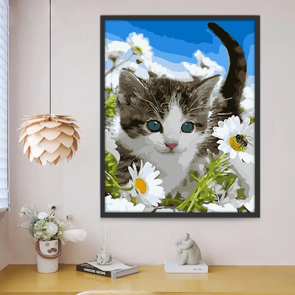 Kat in Margrietstruik Schilderen op Nummers