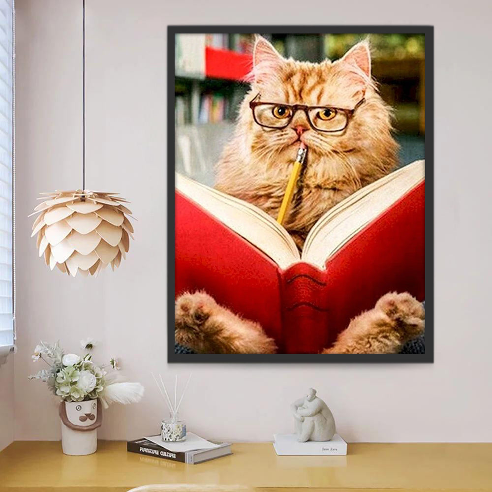 Kat Leest Boek met Bril Schilderen op Nummers