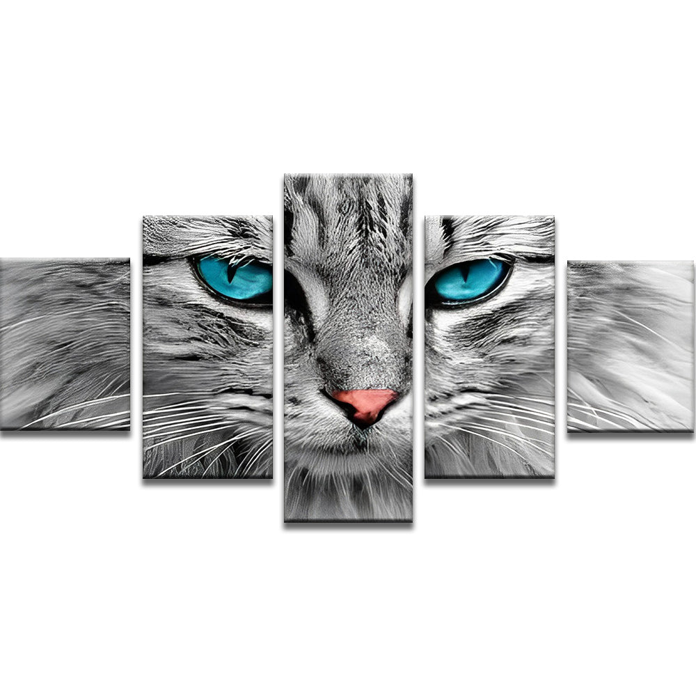 Kat met Blauwe Ogen 5 Platen Schilderen op Nummers