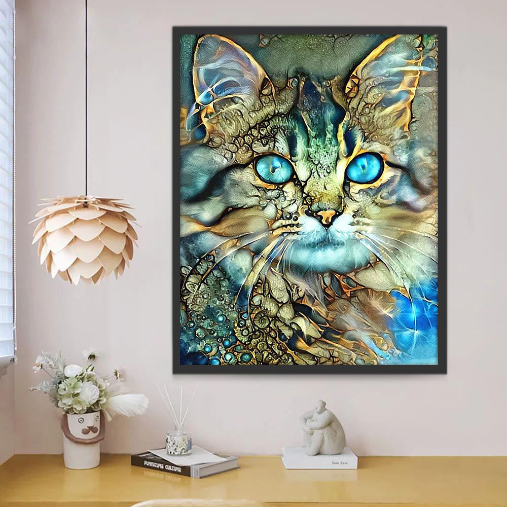 Kat met Blauwe Ogen Schilderen op Nummers