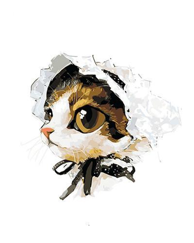 Kat met de Bonnet Schilderen op Nummers