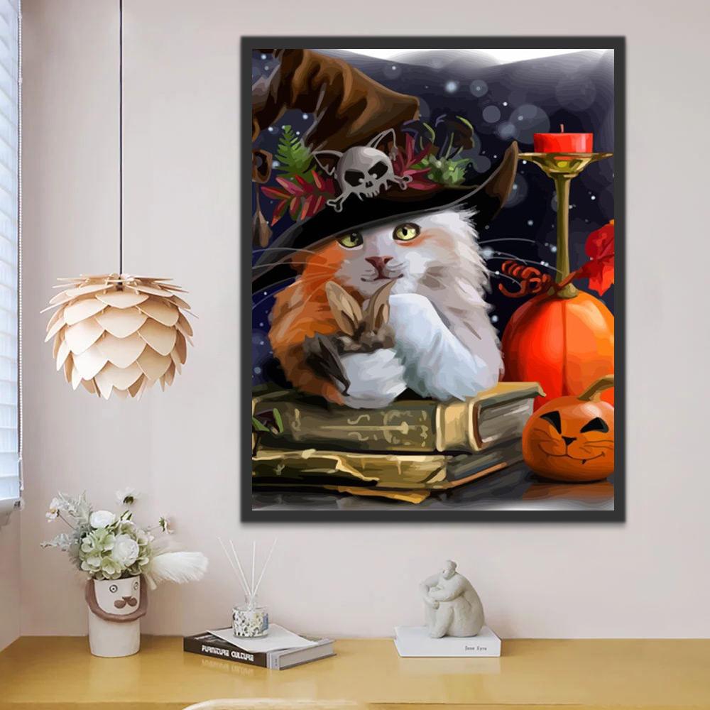 Kat met Halloween Hoed Schilderen op Nummers