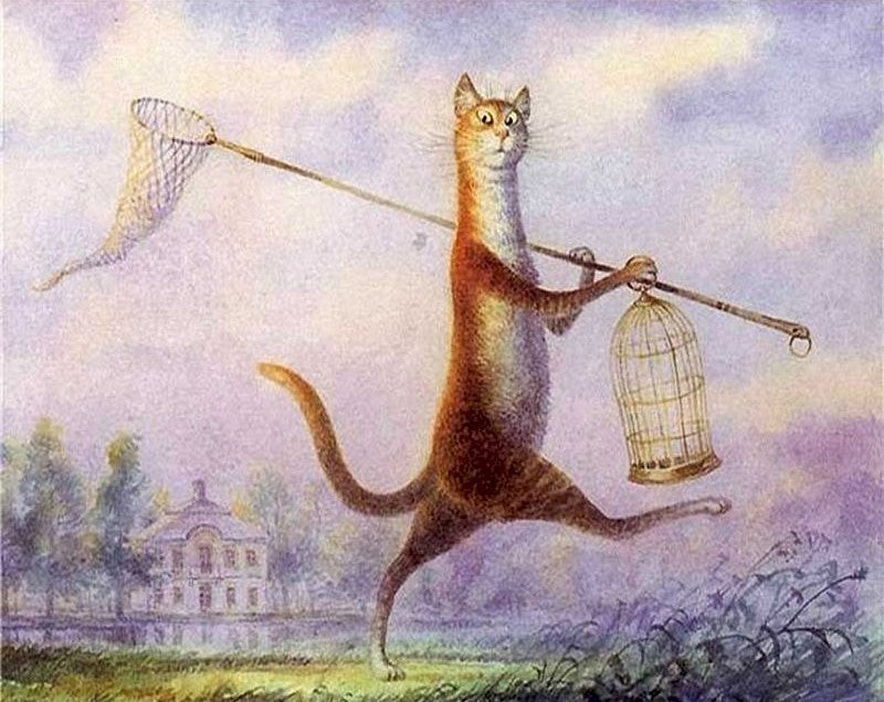 Kat met Kooi Schilderen op Nummers