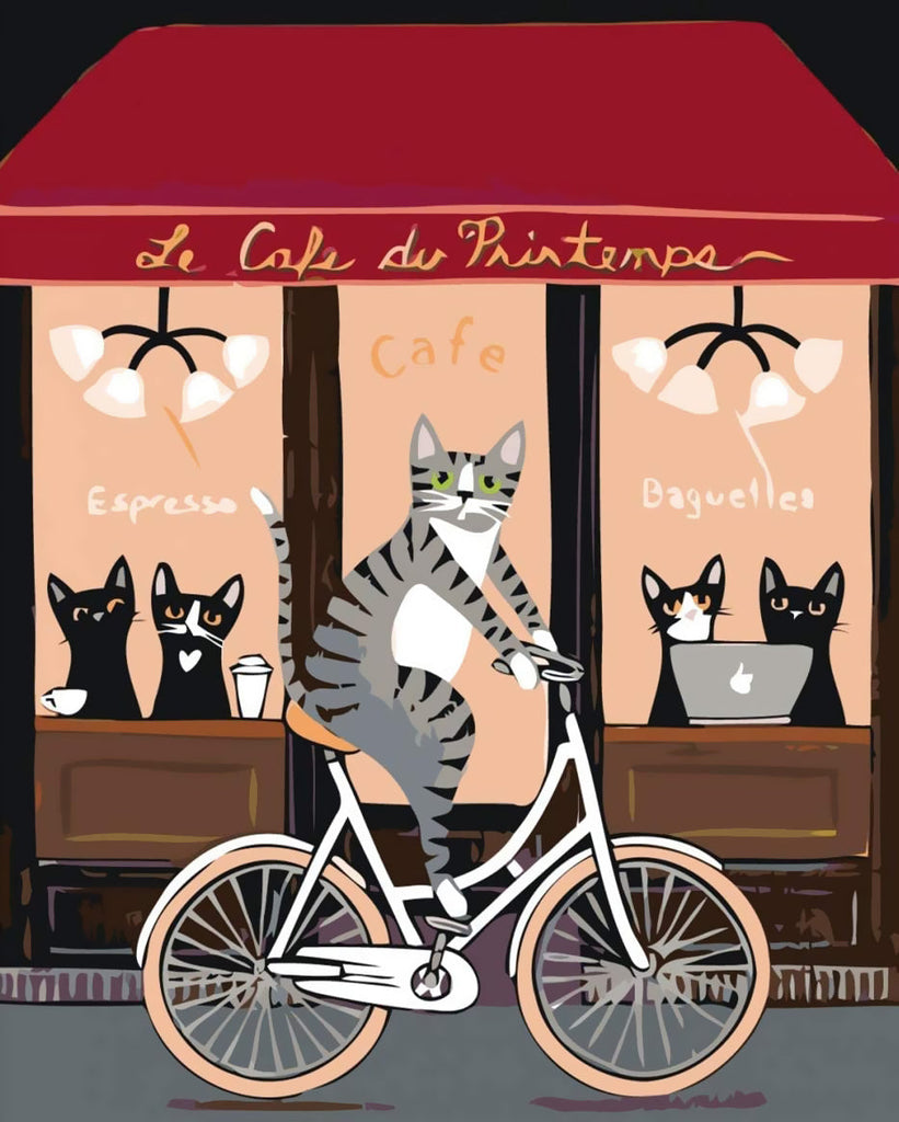 Kat op de Fiets Schilderen op Nummers