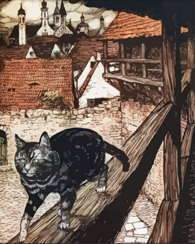 Kat op de Reling Schilderen op Nummers