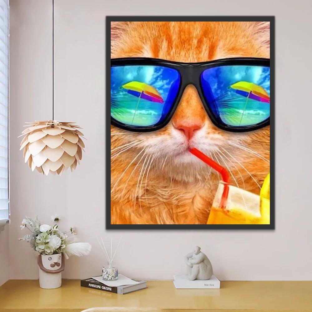 Kat op Vakantie Schilderen op Nummers