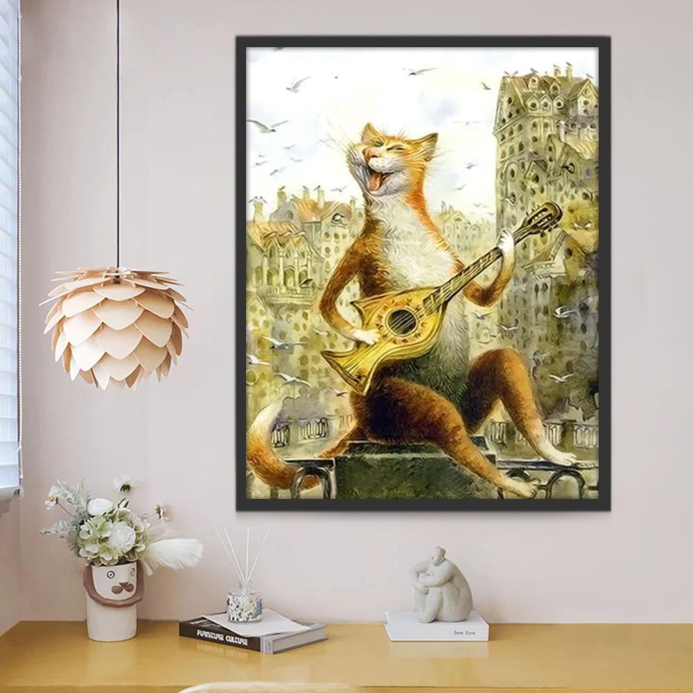 Kat Speelt Gitaar Schilderen op Nummers
