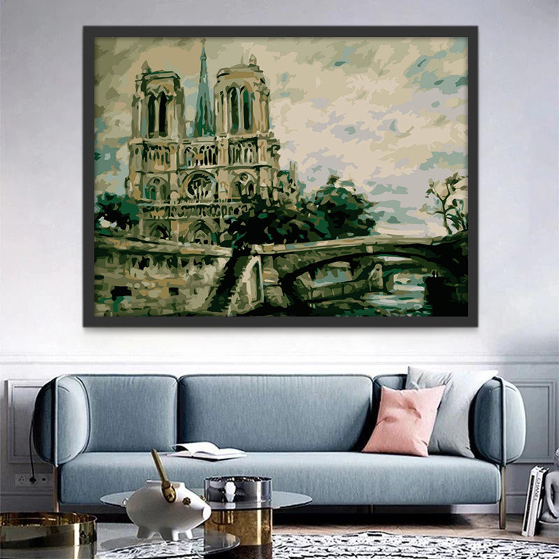 Kathedraal Notre-Dame in de Mist Schilderen op Nummers