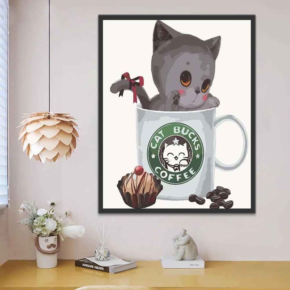 Katje in Koffiekopje Schilderen op Nummers
