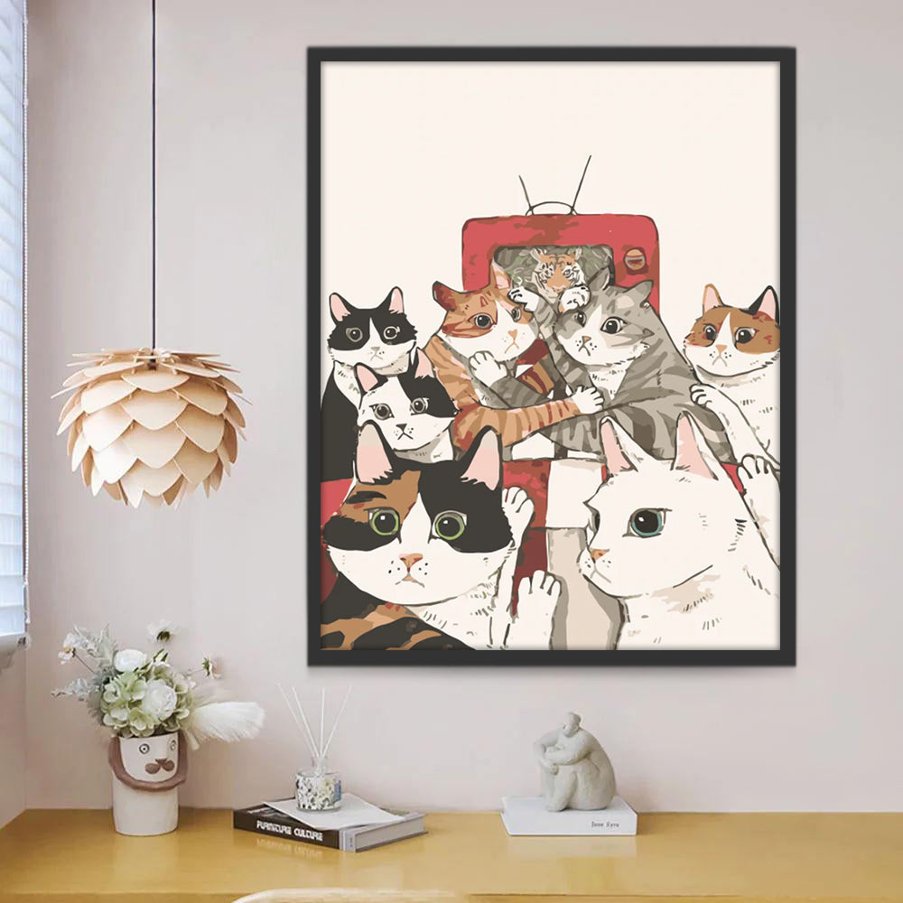 Katten voor de TV Schilderen op Nummers