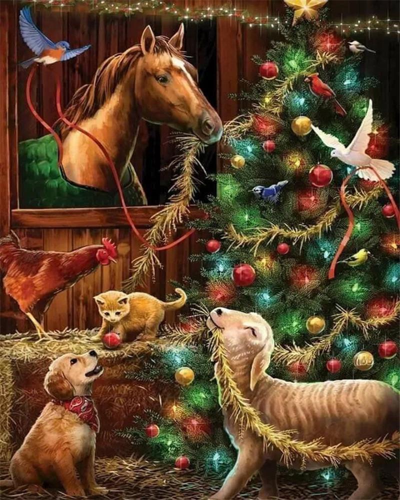 Kerst Dieren Schilderen op Nummers