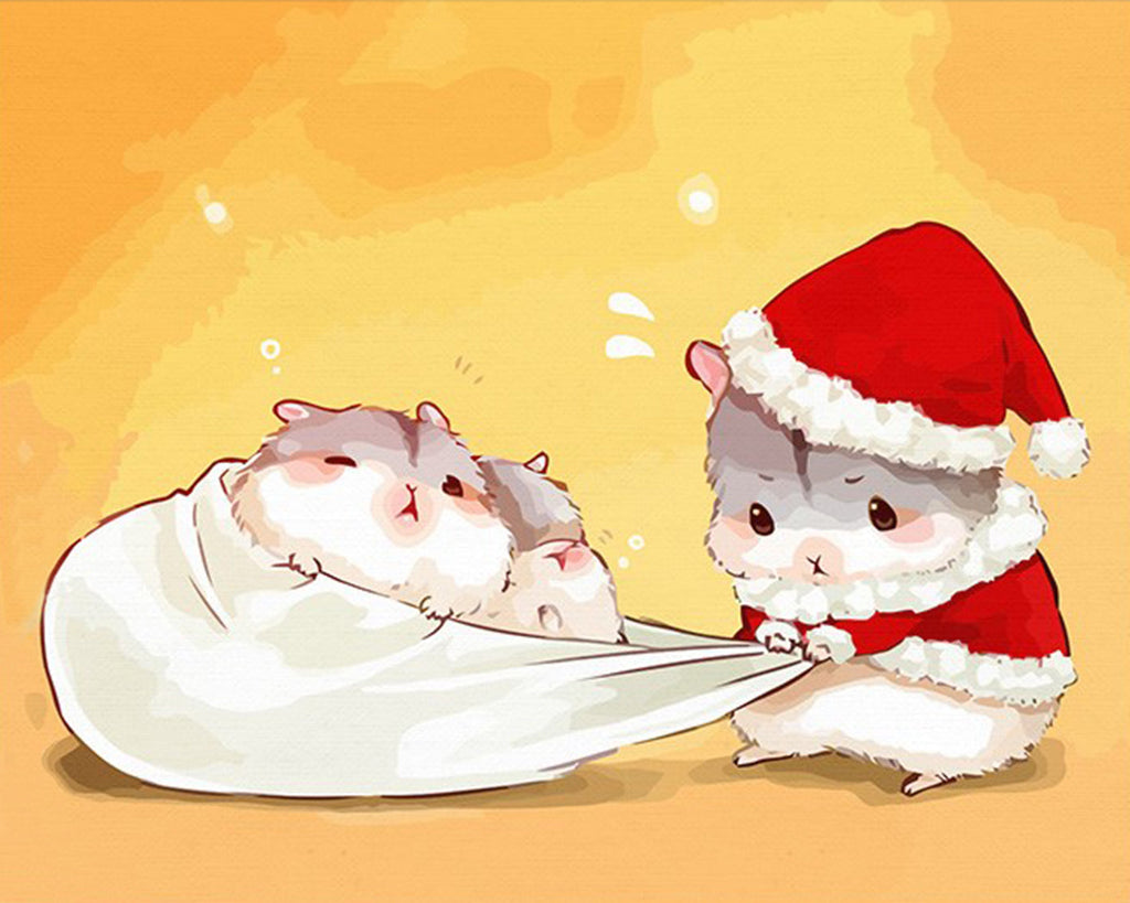 Kerst Hamster Schilderen op Nummers