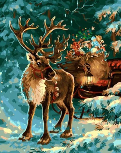 Kerst Hert Schilderen op Nummers