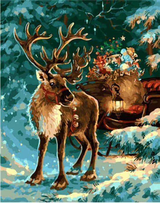 Kerst Hert Schilderen op Nummers