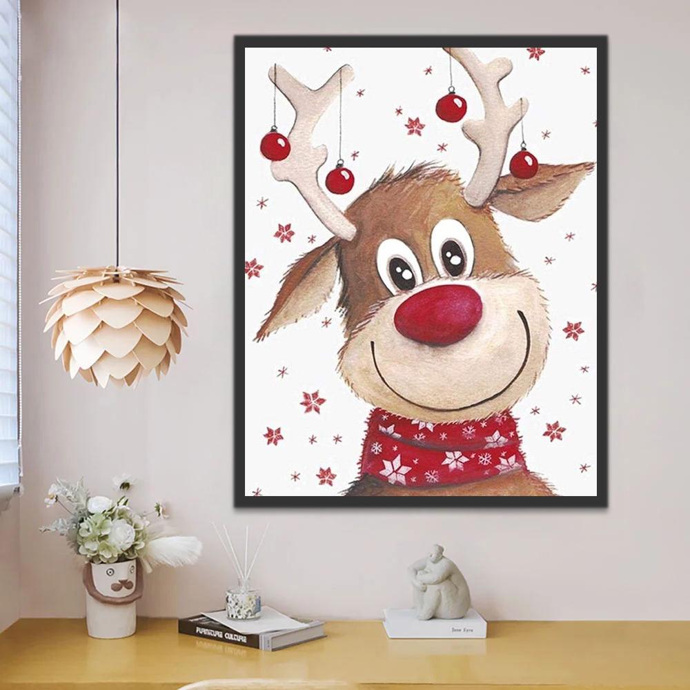 Kerst Schattige Cartoon Eland Schilderen op Nummers
