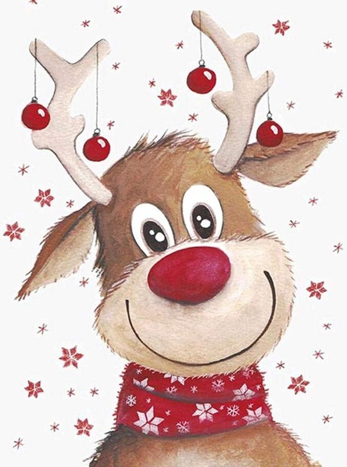 Kerst Schattige Cartoon Eland Schilderen op Nummers