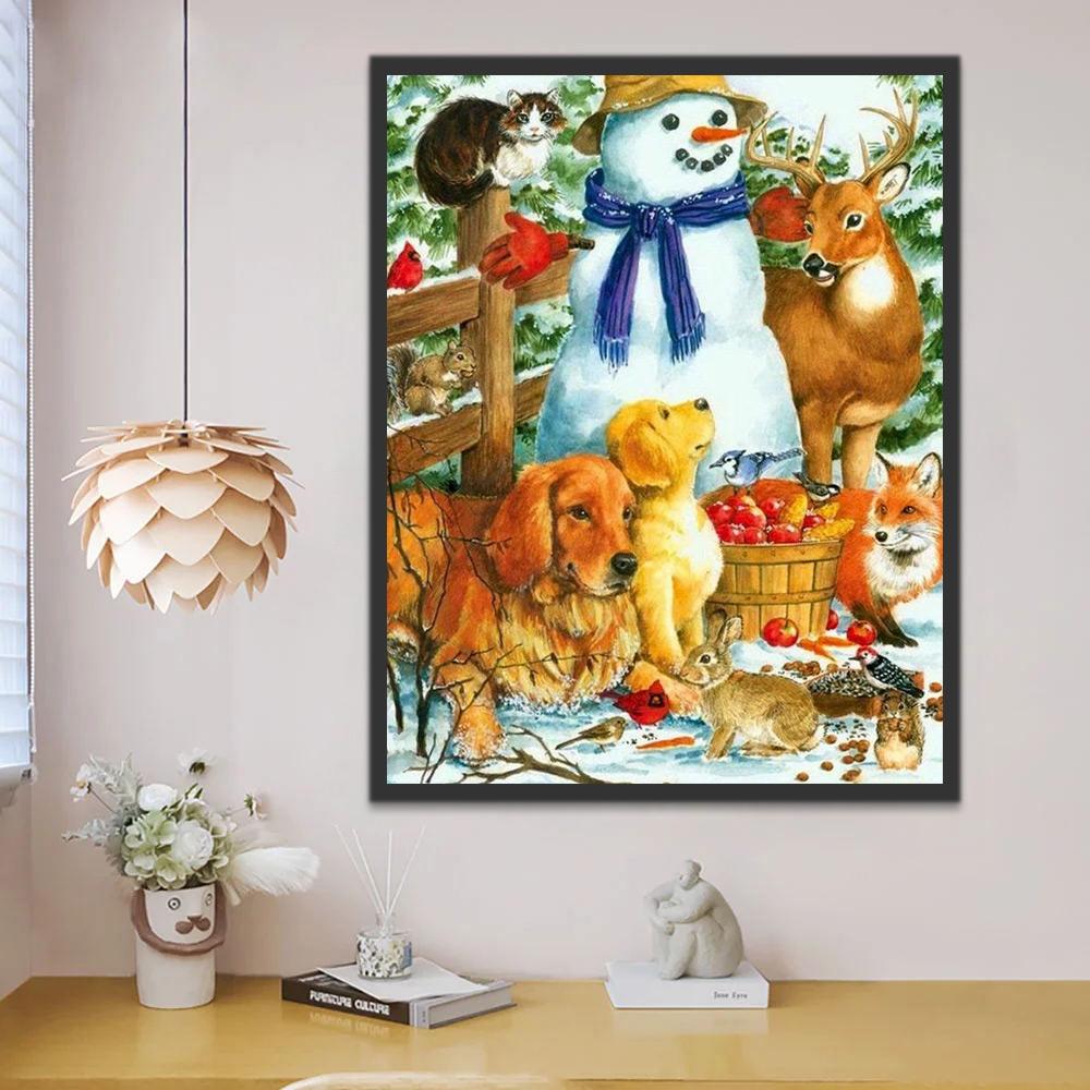 Kerst Sneeuwman en Dieren Schilderen op Nummers