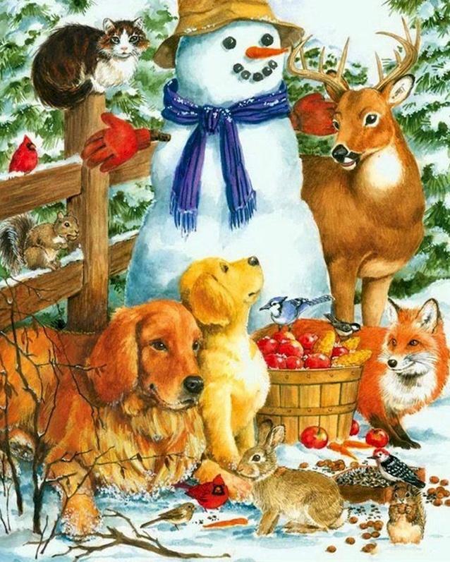 Kerst Sneeuwman en Dieren Schilderen op Nummers