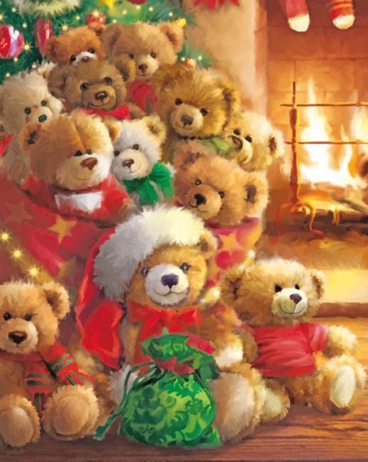 Kerst Teddyberen Schilderen op Nummers