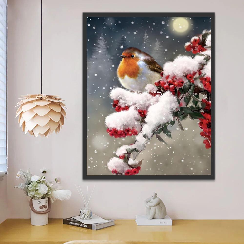 Kerst Vogel in Sneeuw Schilderen op Nummers