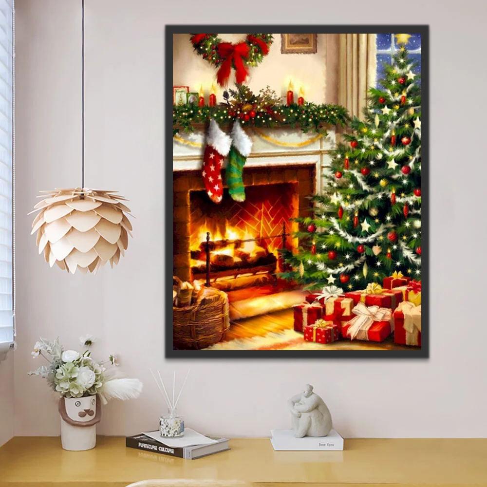 Kerstcadeautjes bij de Open Haard Schilderen op Nummers