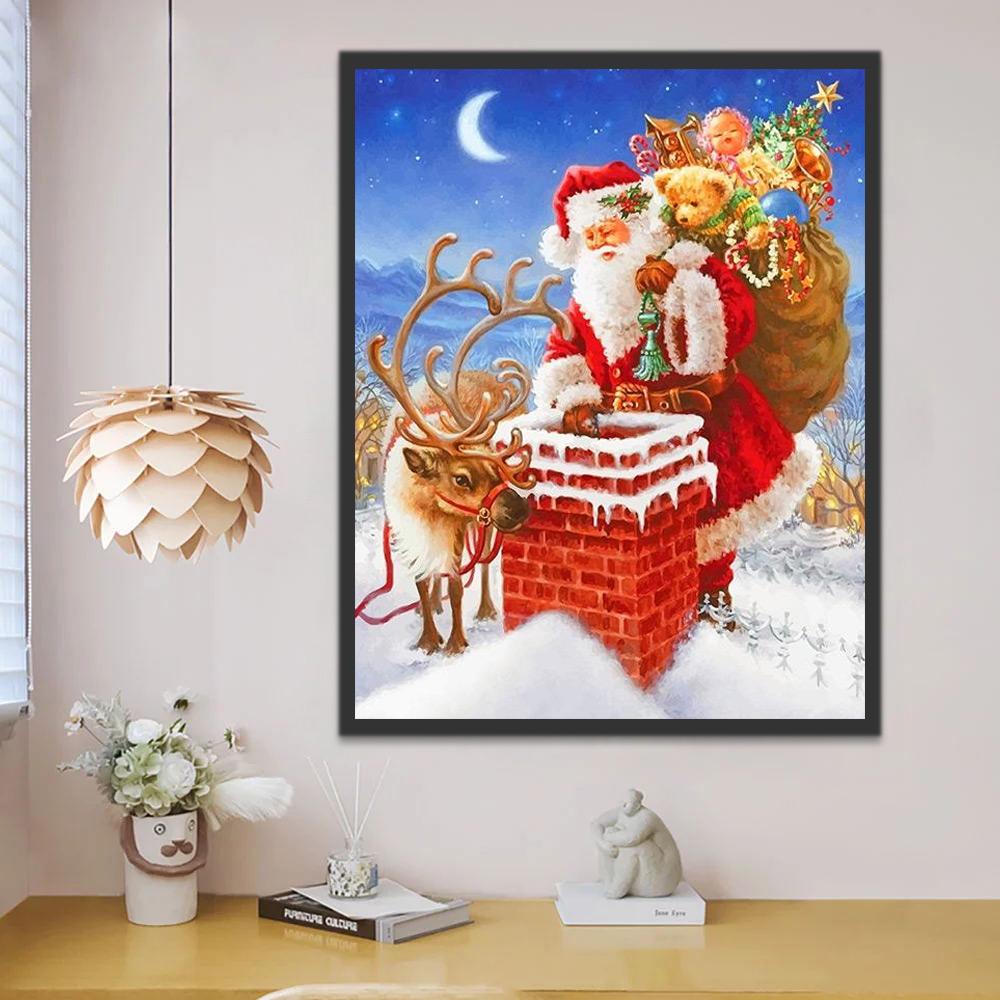 Kerstman bij de Schoorsteen Schilderen op Nummers