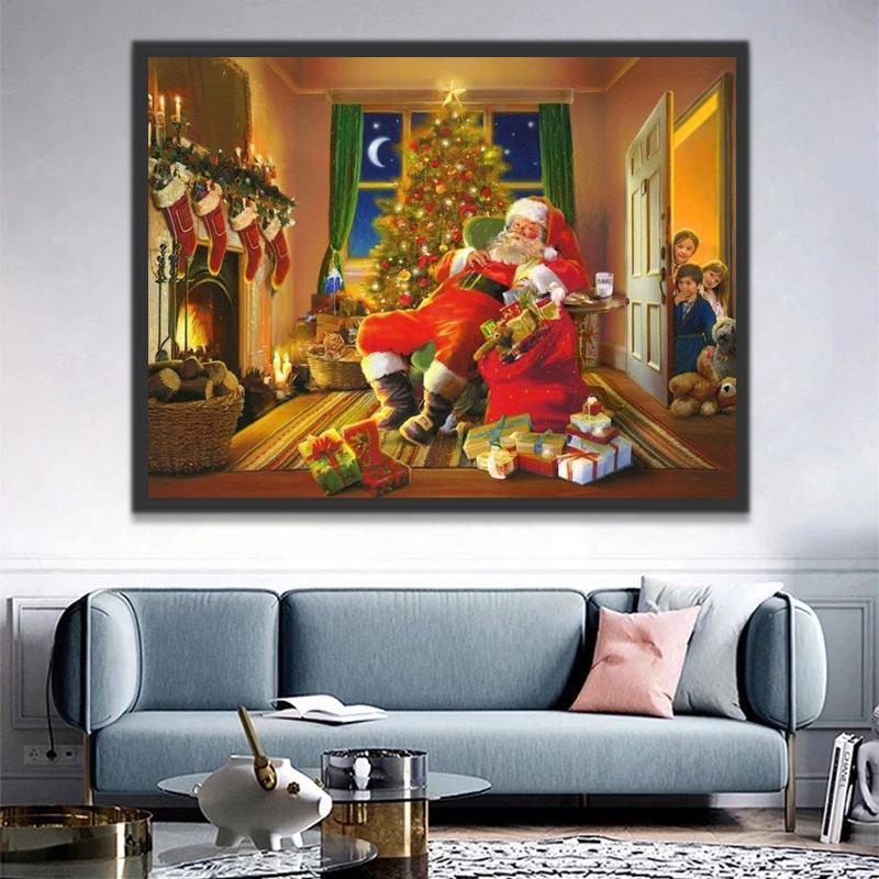 Kerstman en Kinderen Schilderen op Nummers